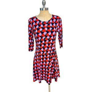 Tracy Negoshian Geometric Print Dress  3/4 Sleeve Stretch Dress Size XS